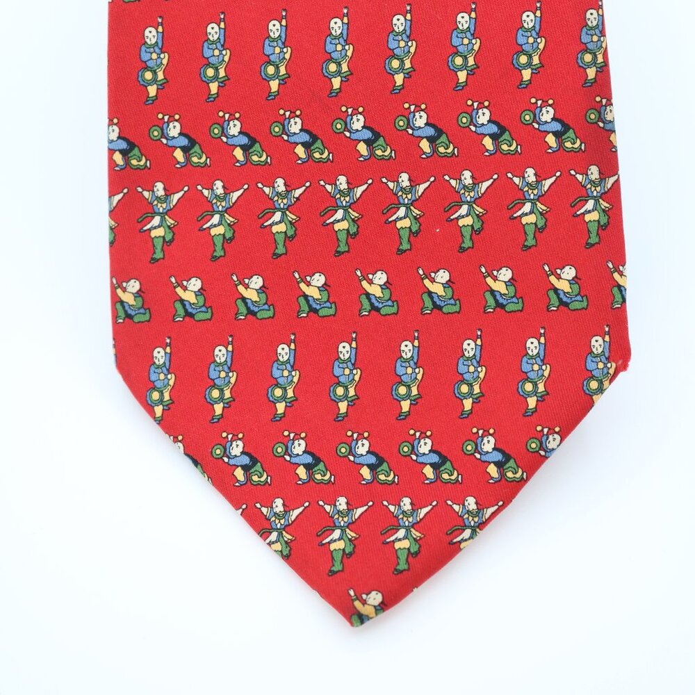 Salvatore Ferragamo vintage silk necktie with Asian or Chinese-themed men